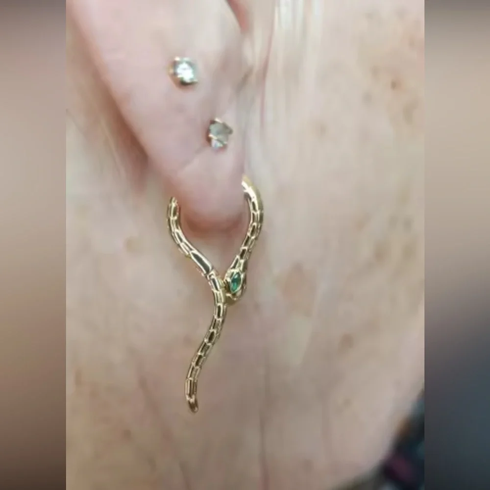 Serpenti Gold Black Eyes Earrings